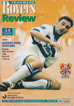 Tranmere Rovers v Queens Park Rangers Match Programme 1996-10-20
